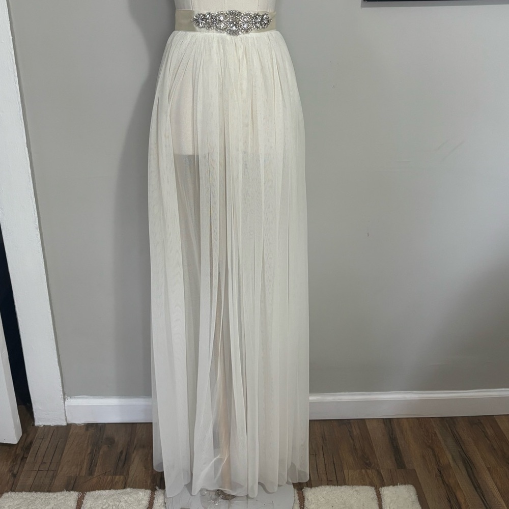 Tulle Maxi Skirt Removable Embellished Waist Bridal Wedding Costume